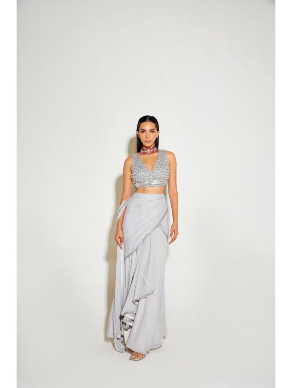 Sanya Gulati - GREY SLIT SAREE
