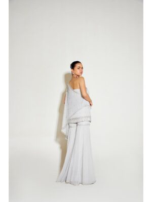 Sanya Gulati - GREY ONE SHOULDER CAPE AND SHARARA SET - Image 3