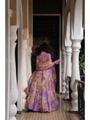 Astha Narang - LAVENDER FLORAL  LEHENGA SET - Image 2