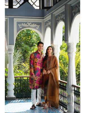 Astha Narang - MUSTARD FLORAL KURTI SET - Image 2