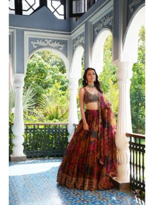Astha Narang - MUSTARD FLORAL LEHENGA SET - Image 2