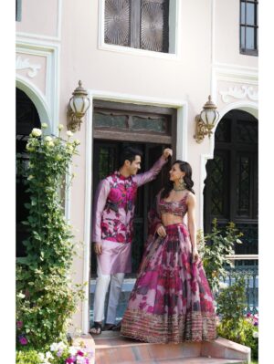 Astha Narang - LILAC ORGANZA FLORAL LEHENGA SET - Image 2
