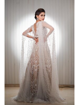 Mehul Gupta -White cut dana bead embroidered lehenga - Image 4