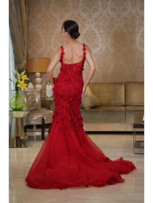 Mehul Gupta - 3d flowers cut dana & sequin embroidered gown with trail - Image 2