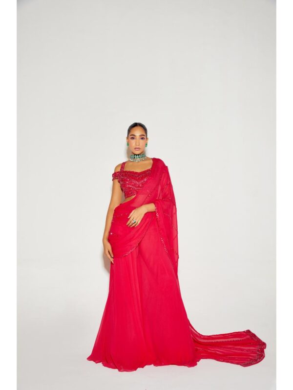 Sanya Gulati - HOT PINK TONAL SAREE