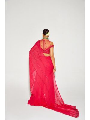 Sanya Gulati - HOT PINK TONAL SAREE - Image 4