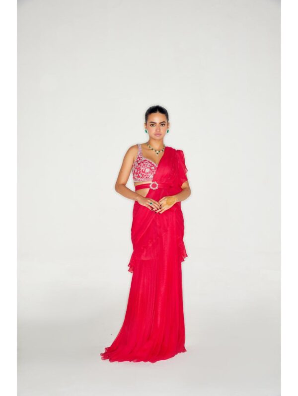 Sanya Gulati - HOT PINK RUFFLE SAREE