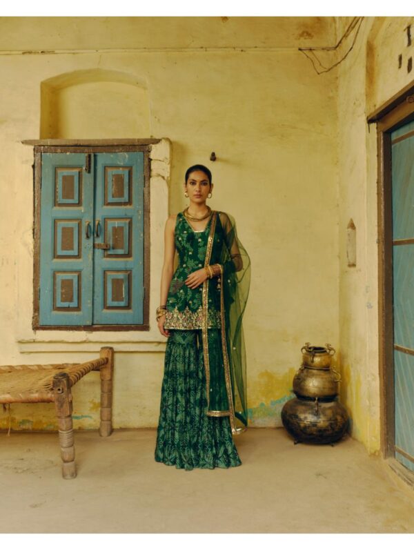 Drishti & Zahabia - EMERALD GREEN SHARER SET