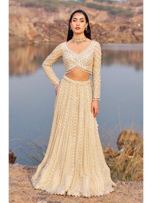 Nidhika Shekhar - BAHAAR E JALSAA SUNEHRI LEHENGA SET - Image 4