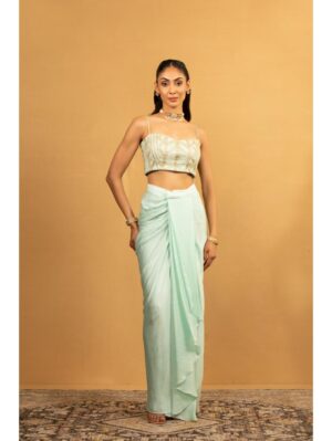 Esha Kaul - ICE BLUE DHOTI SET - Image 2