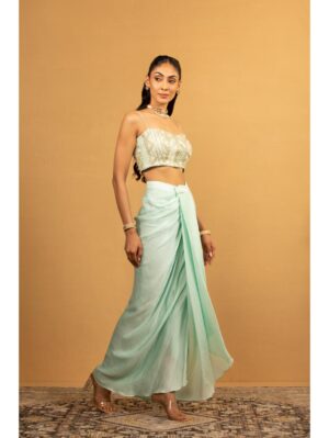 Esha Kaul - ICE BLUE DHOTI SET - Image 3