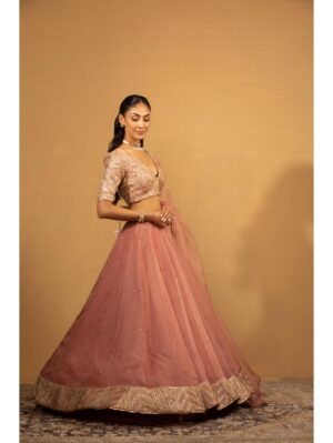 Esha Kaul - ONION PINK LEHENGA SET - Image 4