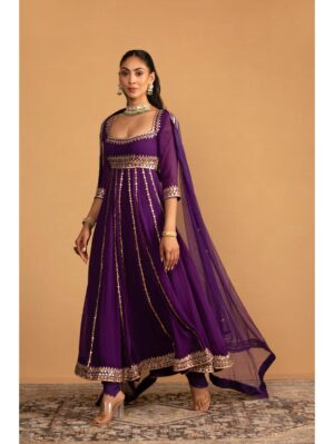 Esha Kaul - PURPLE ANARKALI SET - Image 3