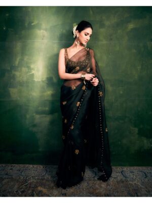Awigna - Black Ghunghroo saree - Image 3