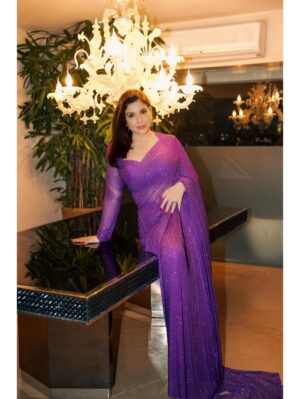 Awigna - Amethyst sparkle symphony saree set - Image 5