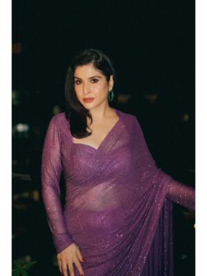 Awigna - Amethyst sparkle symphony saree set - Image 2