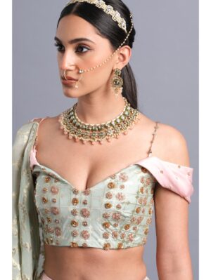 Aastha Sood - Sea foam green Banarasi blouse - Image 3