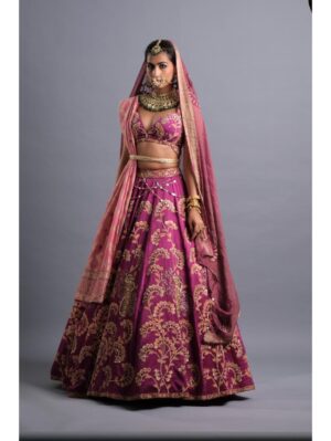 Aastha Sood - Dark carnation pink silk lehenga - Image 3