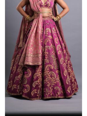 Aastha Sood - Dark carnation pink silk lehenga - Image 4