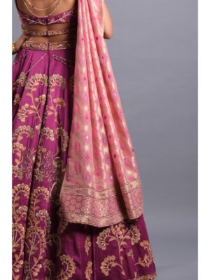 Aastha Sood - Dark carnation pink silk lehenga - Image 7