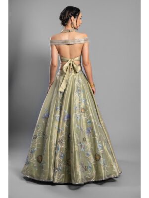 Aastha Sood - Leaf green tissue lehenga - Image 5