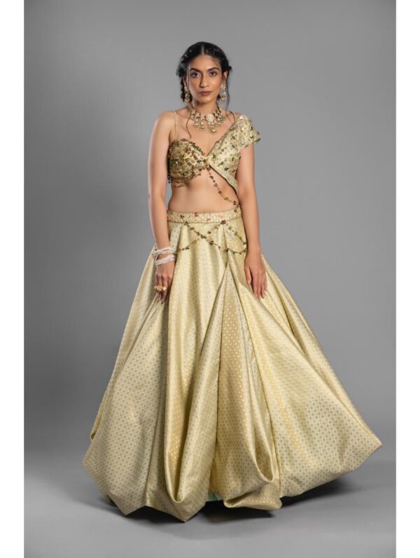 Aastha Sood - Lime green brocade lehenga