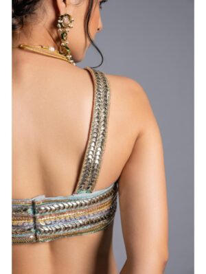 Aastha Sood - Aqua silk tissue lehenga - Image 10