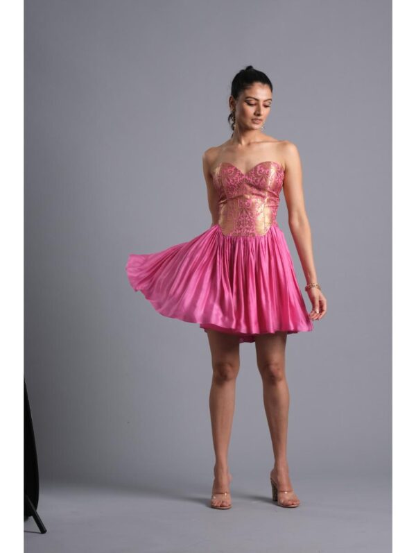 Aastha Sood - Bubblegum pink brocade corset dress