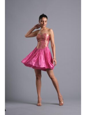 Aastha Sood - Bubblegum pink brocade corset dress - Image 2