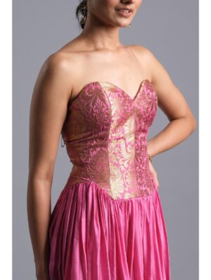 Aastha Sood - Bubblegum pink brocade corset dress - Image 4