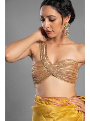 Aastha Sood - Yellow silk tissue saree - Image 6