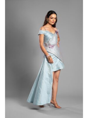 Aastha Sood - Sky blue brocade dress - Image 6