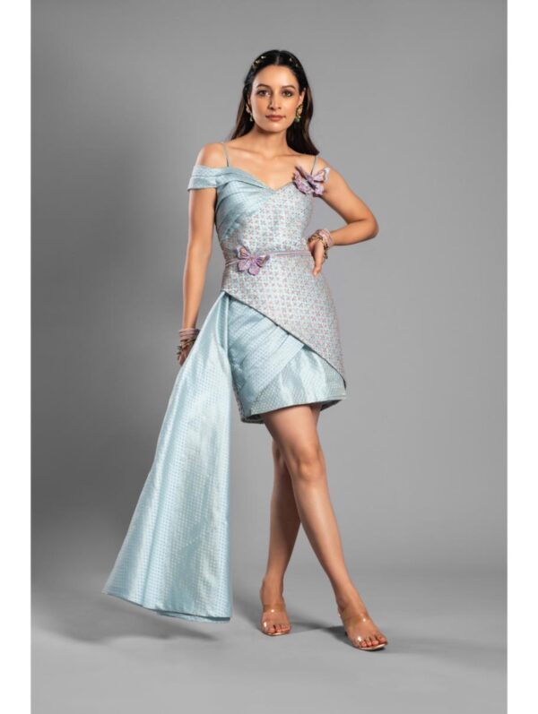 Aastha Sood - Sky blue brocade dress