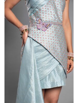 Aastha Sood - Sky blue brocade dress - Image 11
