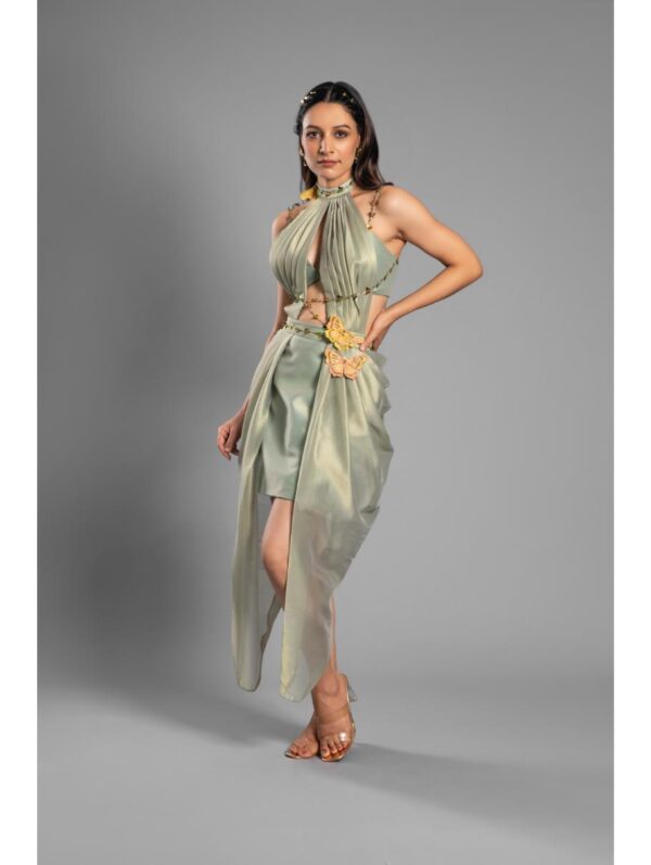Aastha Sood - Light green brocade dress