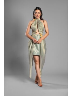 Aastha Sood - Light green brocade dress - Image 2