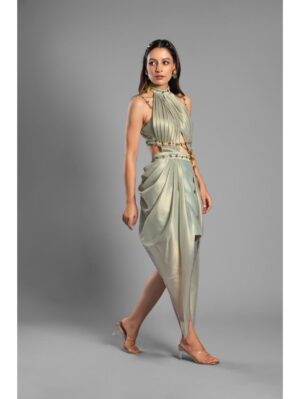 Aastha Sood - Light green brocade dress - Image 4