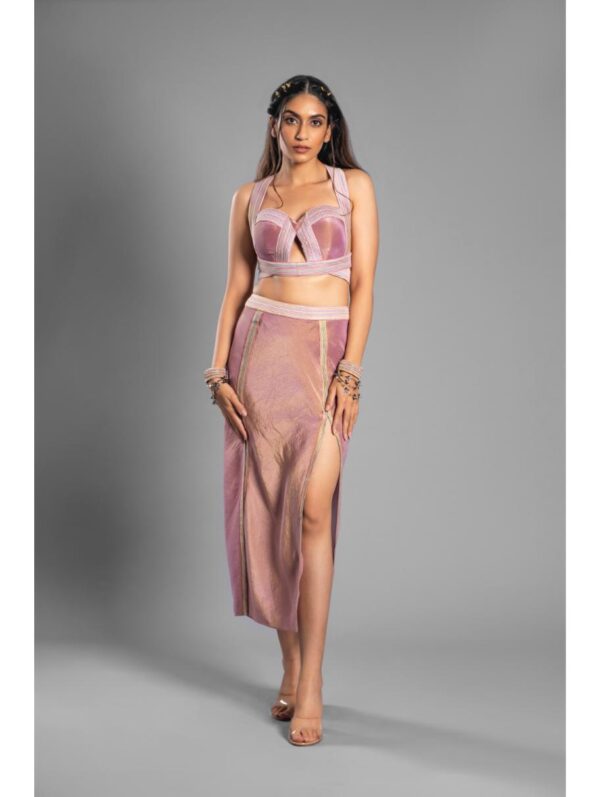 Aastha Sood - Lavender tissue indo western skirt top