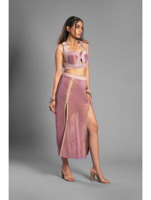 Aastha Sood - Lavender tissue indo western skirt top - Image 8