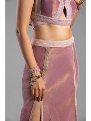 Aastha Sood - Lavender tissue indo western skirt top - Image 7