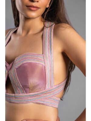 Aastha Sood - Lavender tissue indo western skirt top - Image 3