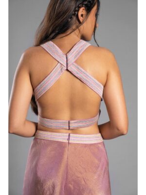 Aastha Sood - Lavender tissue indo western skirt top - Image 4