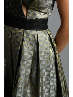 Aastha Sood - Steal grey geometric brocade dress - Image 5