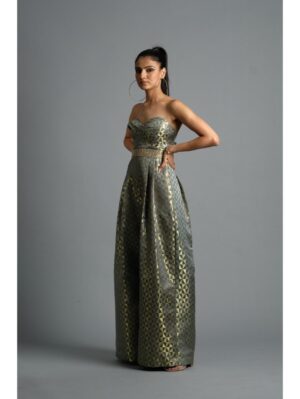 Aastha Sood - Geometric grey brocade jumpsuit - Image 3