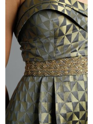 Aastha Sood - Geometric grey brocade jumpsuit - Image 6