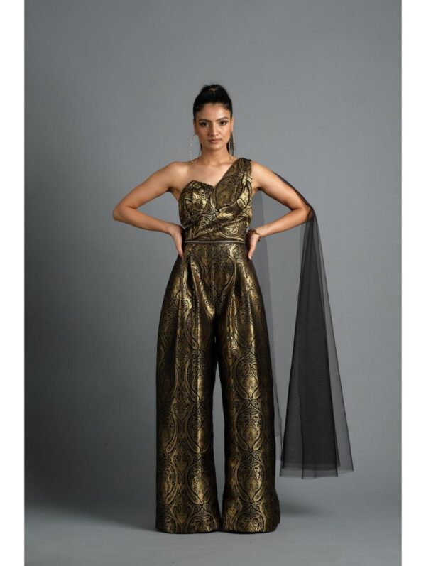 Aastha Sood - Black brocade jumpsuit