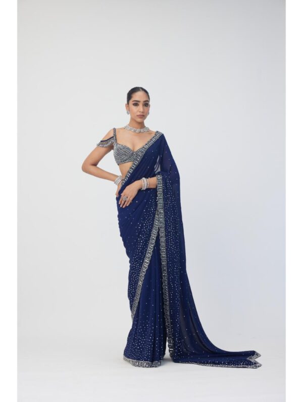 Vvani Vats - Deep Blue Sequins Embroidered Lehenga Set