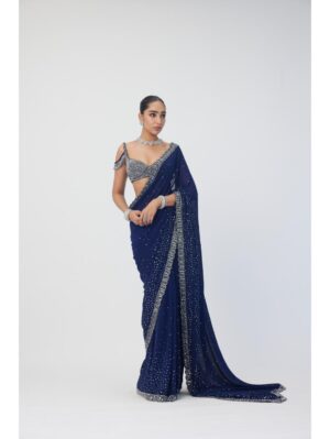 Vvani Vats - Deep Blue Sequins Embroidered Lehenga Set - Image 2