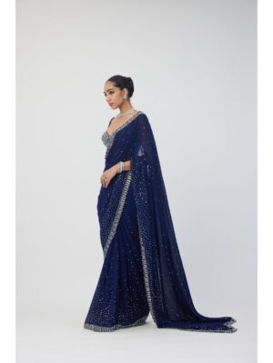 Vvani Vats - Deep Blue Sequins Embroidered Lehenga Set - Image 4
