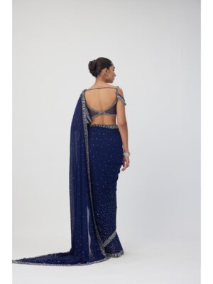 Vvani Vats - Deep Blue Sequins Embroidered Lehenga Set - Image 7